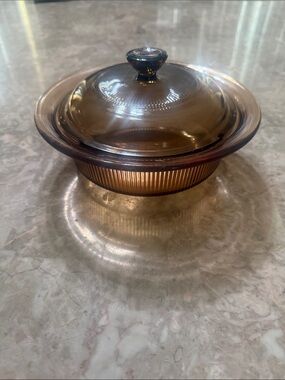Corningware Visions Amber-Tone Ribbed Glass Casserole Dish